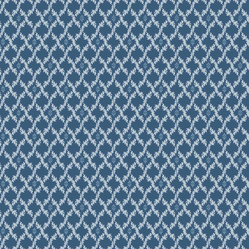 Lakeland Blues Leafy Diamonds - Warm Blue